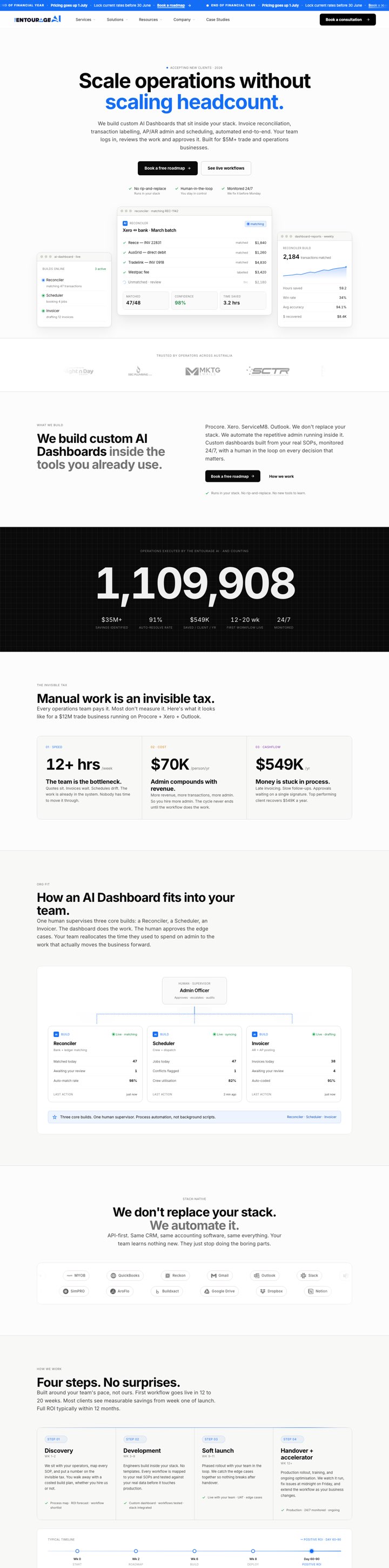 The Entourage AI · scrolling preview