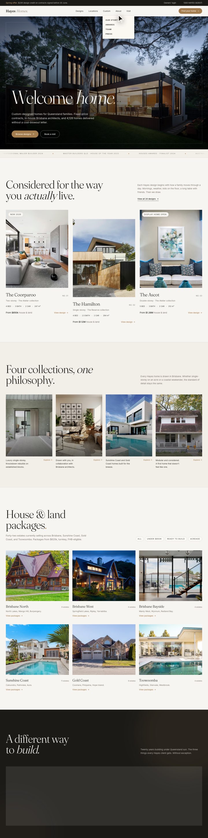 Hayes Homes · scrolling preview