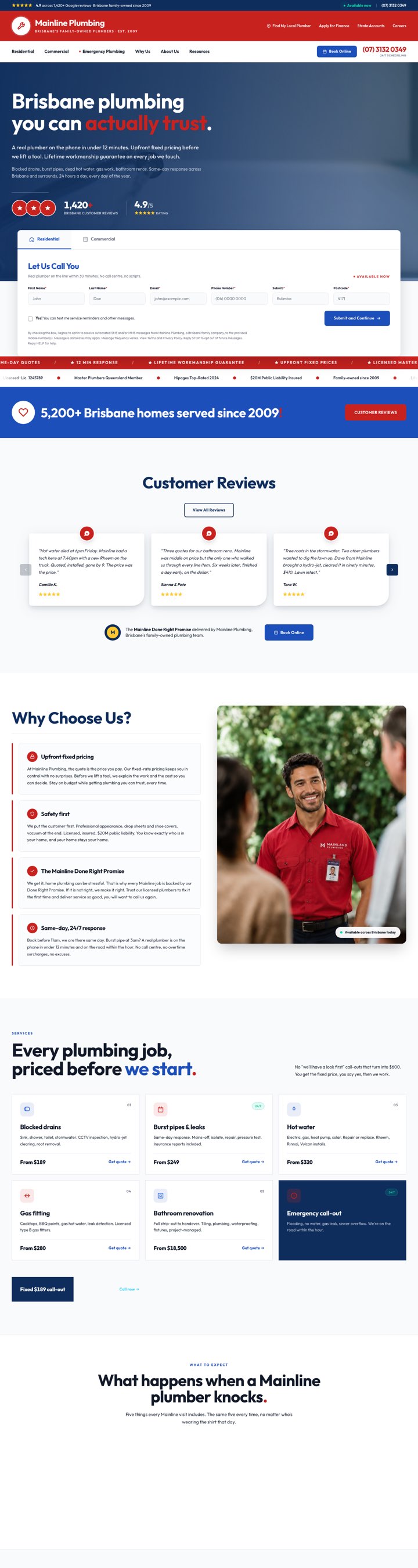 Mainline Plumbing · scrolling preview